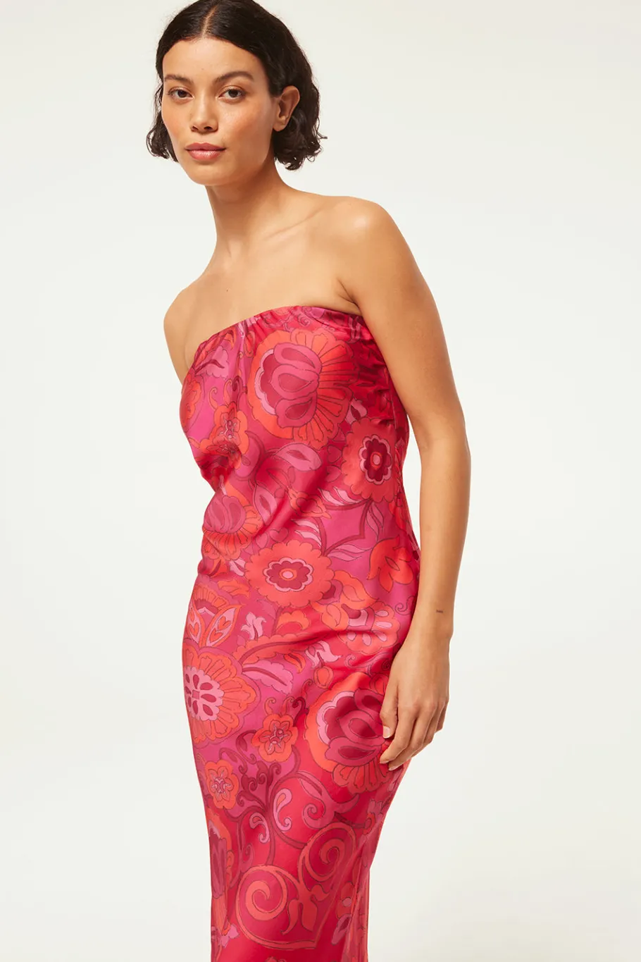 MISA Los Angeles Wedding Guest|Midi>THARA DRESS Floracorsicafuchsia