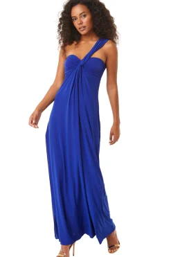 MISA Los Angeles Wedding Guest|Jersey & Mesh>THORA DRESS Cobaltbluevenezia