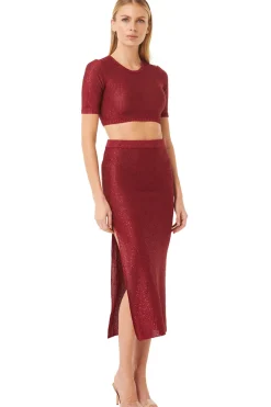 MISA Los Angeles Knits|Matching Sets>VERA SKIRT Lipstickred