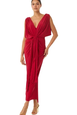 MISA Los Angeles Wedding Guest|Jersey & Mesh>XENIA DRESS Lipstickred