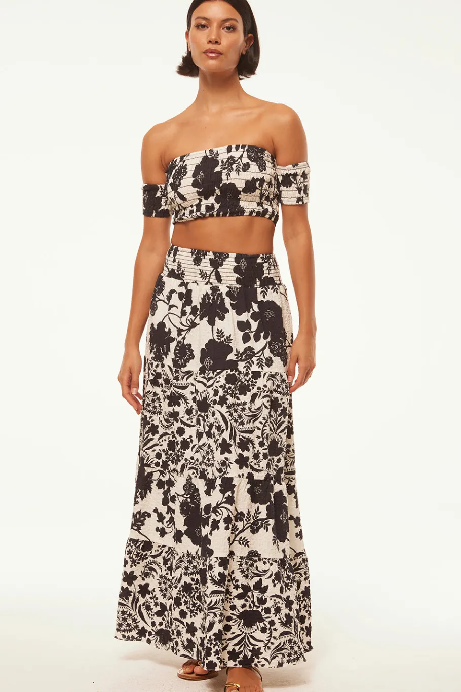 MISA Los Angeles Honeymoon|Matching Sets>YELENA SKIRT Floranegra