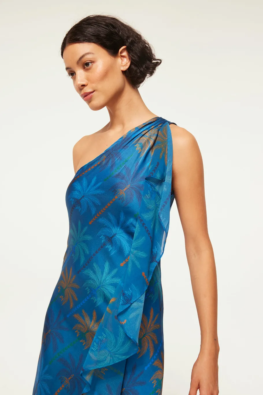 MISA Los Angeles Wedding Guest|Maxi>ZEPHYR DRESS Cobaltpalmsmix