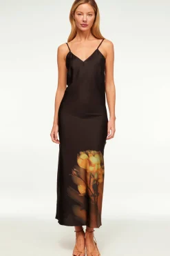 MISA Los Angeles Maxi|Dresses>ZIA DRESS Yellowrosesatin