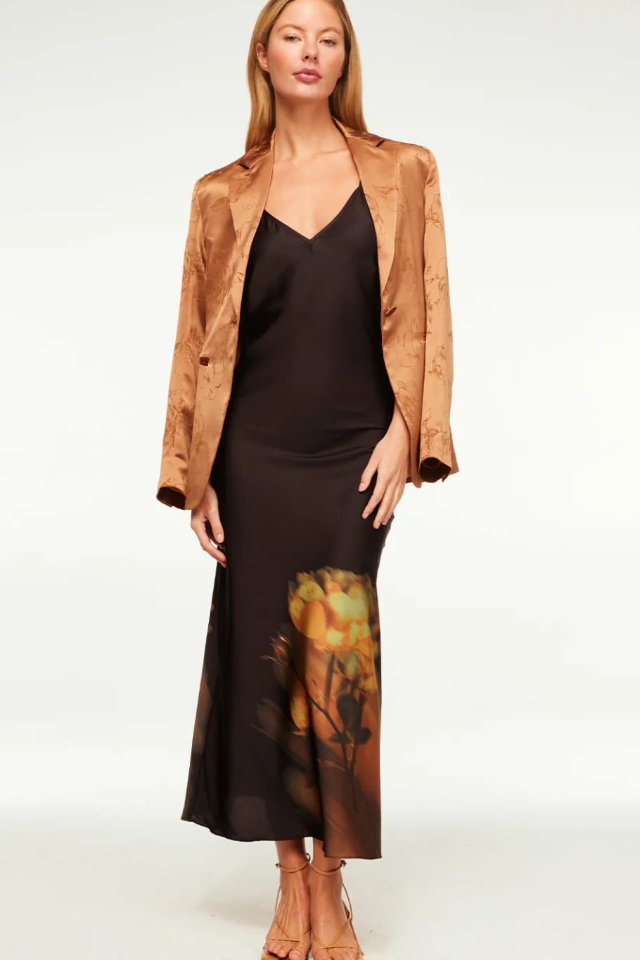 MISA Los Angeles Maxi|Dresses>ZIA DRESS Yellowrosesatin