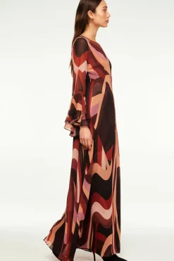 MISA Los Angeles Wedding Guest|Long-sleeve>ZOEY DRESS Canyonstripechiffon
