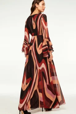 MISA Los Angeles Wedding Guest|Long-sleeve>ZOEY DRESS Canyonstripechiffon